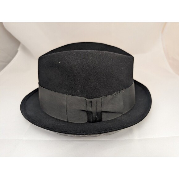 Men’s Vintage Royal Stetson Black Fedora Fur Felt Hat  Size 7 1/8 - Picture 1 of 6